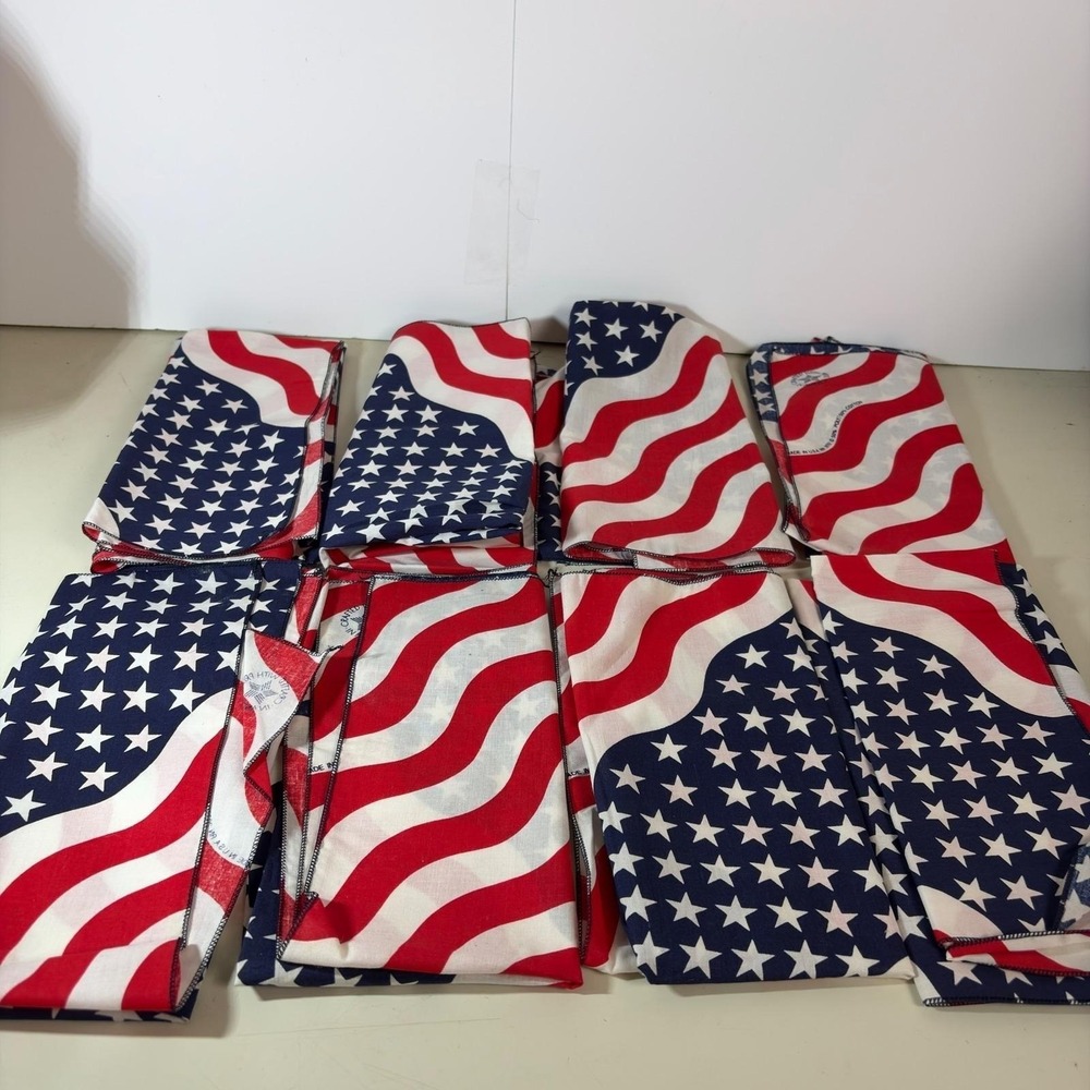 American Flag Napkin Set (8) 21x21" USA Made Patriotic July 4th BBQ America Thin